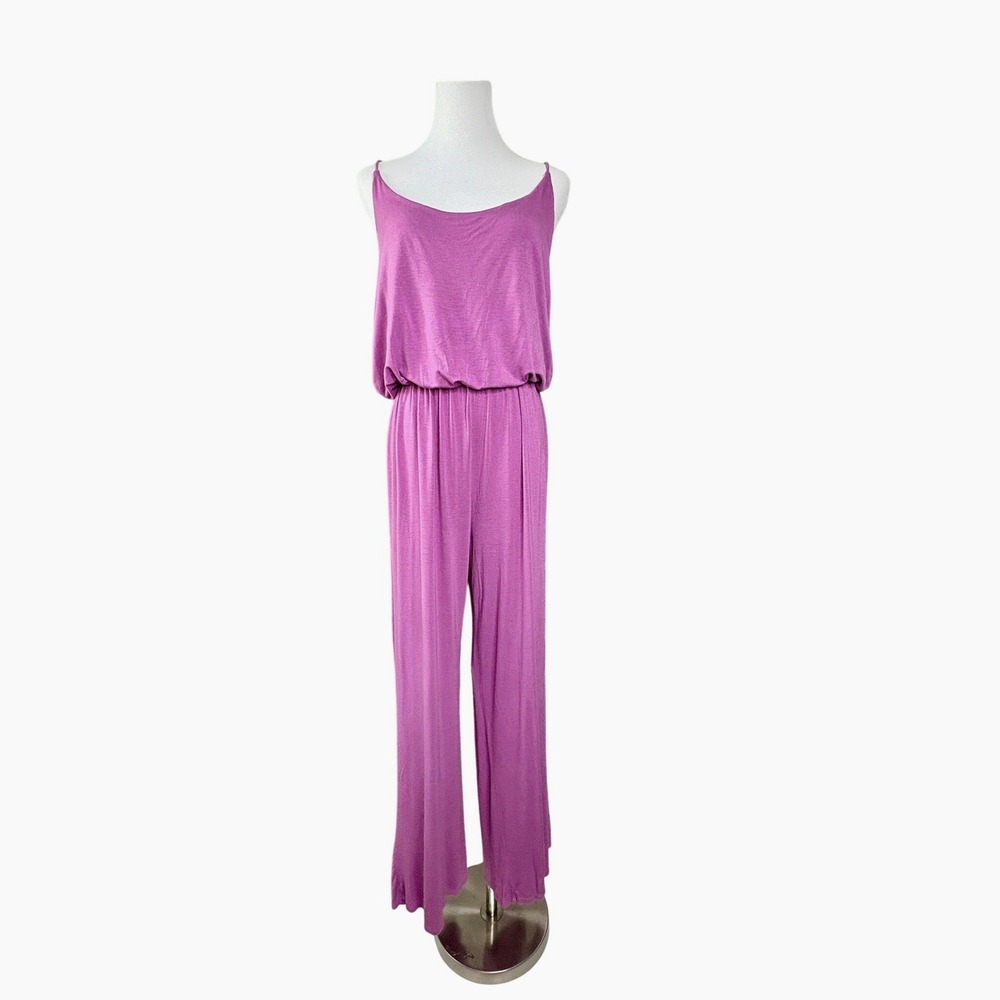 iliad USA Jersey Jumpsuit XL Purple Lilac Casual Blousen Wide Leg